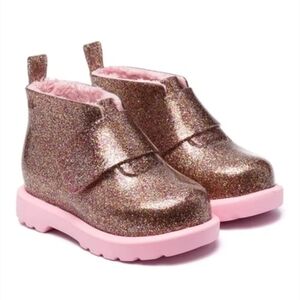 Mini Melissa Sparkly Gold and Pink Kids Boots